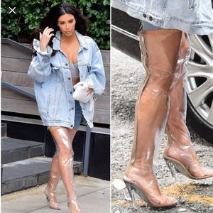 NEW CAPE ROBBIN OVER THE KNEE CLEAR BOOTS